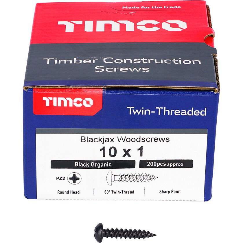 No. 10 x 1" Blackjax PZ2 RND (Box of 200) 00101BJC Timco
