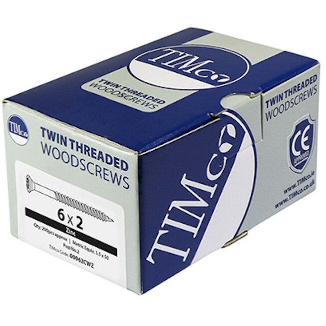 No. 10 x 3" Twin Woodscrew PZ2 CSK - BZP (Box of 200) 00103CWZ Timco