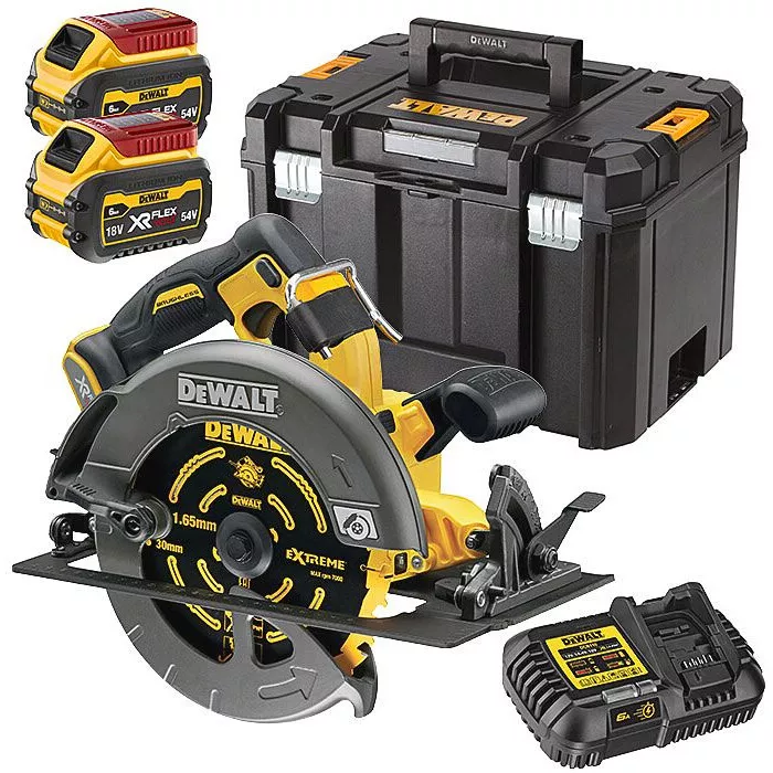 DeWalt DCS579T2-GB 54V XR FLEXVOLT High Power 190mm Circular Saw To Fit Rails  With 2 x 6Ah Batteries In TSTAK
