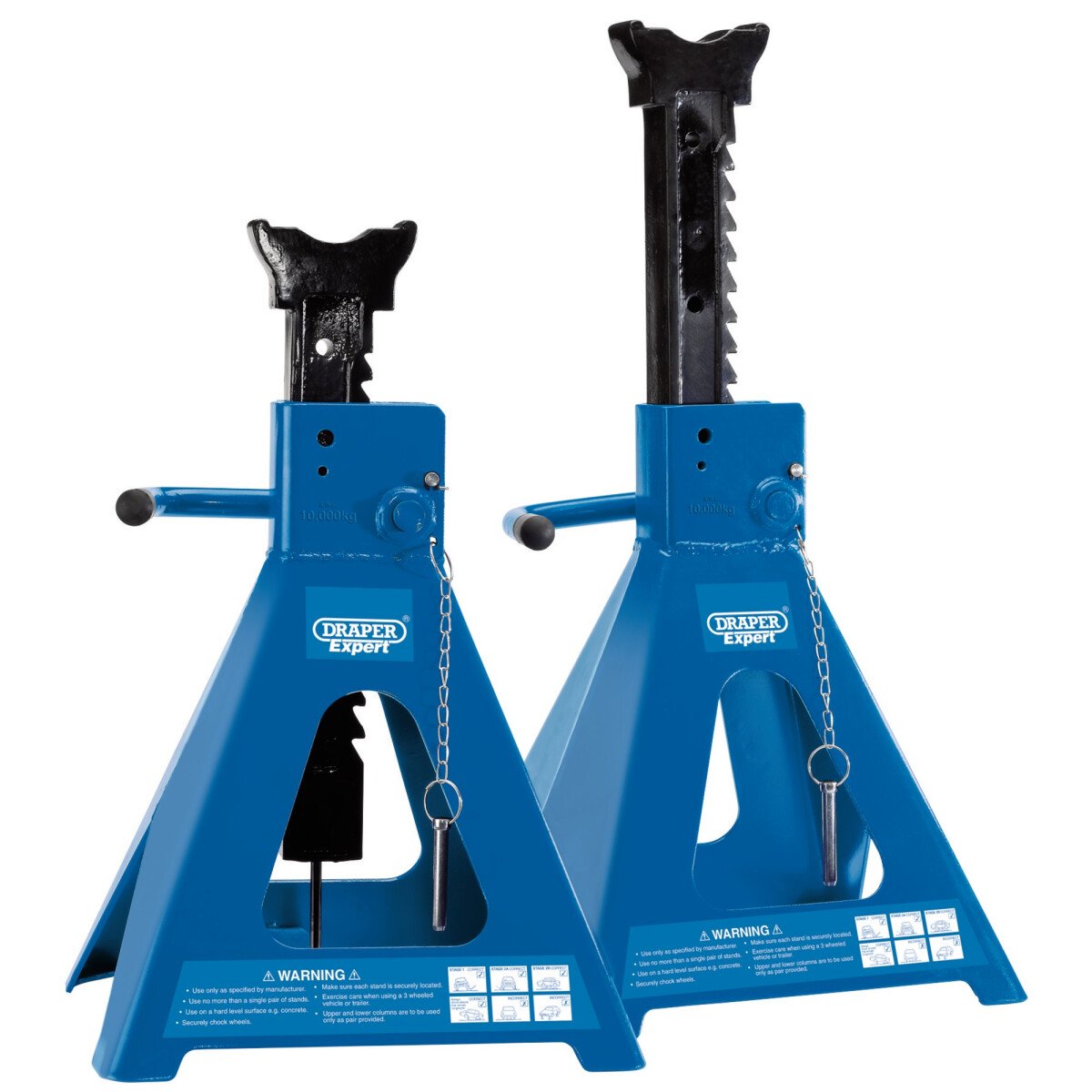 Draper 01815 ARAS10-E10 Pair of Pneumatic Rise Ratcheting Axle Stands (10 Tonne)