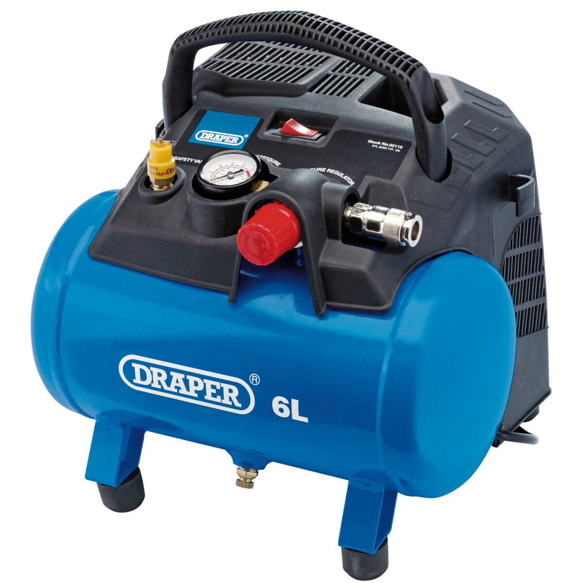 Draper 02115 DA6/180 6L Oil Free Air Compressor (1.2kW)