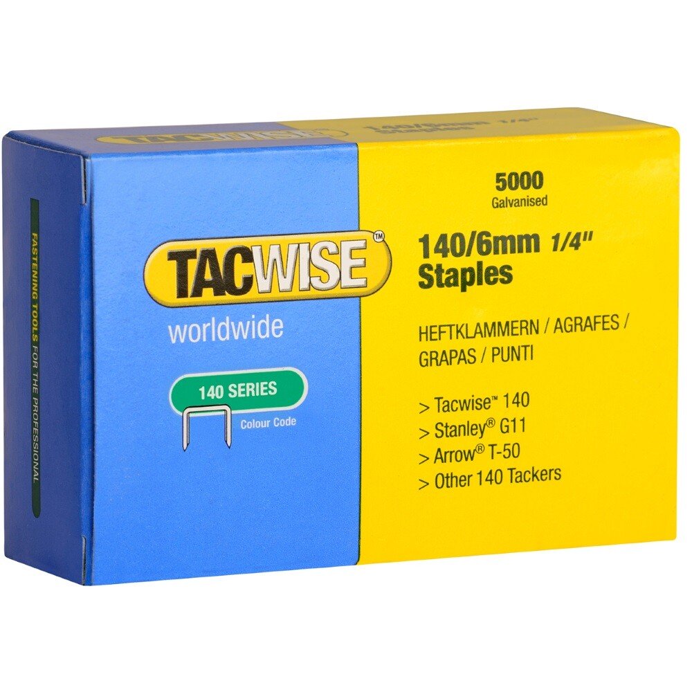 Tacwise 0340 140/6mm Staples Galvanised (Box of 5000)