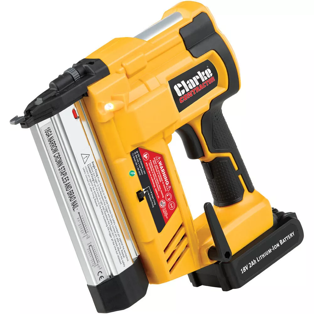 Clarke 6487058 Contractor CONSN18LiC 18V Li-Ion Stapler/Nailer with 1x2.0Ah Battery In Case