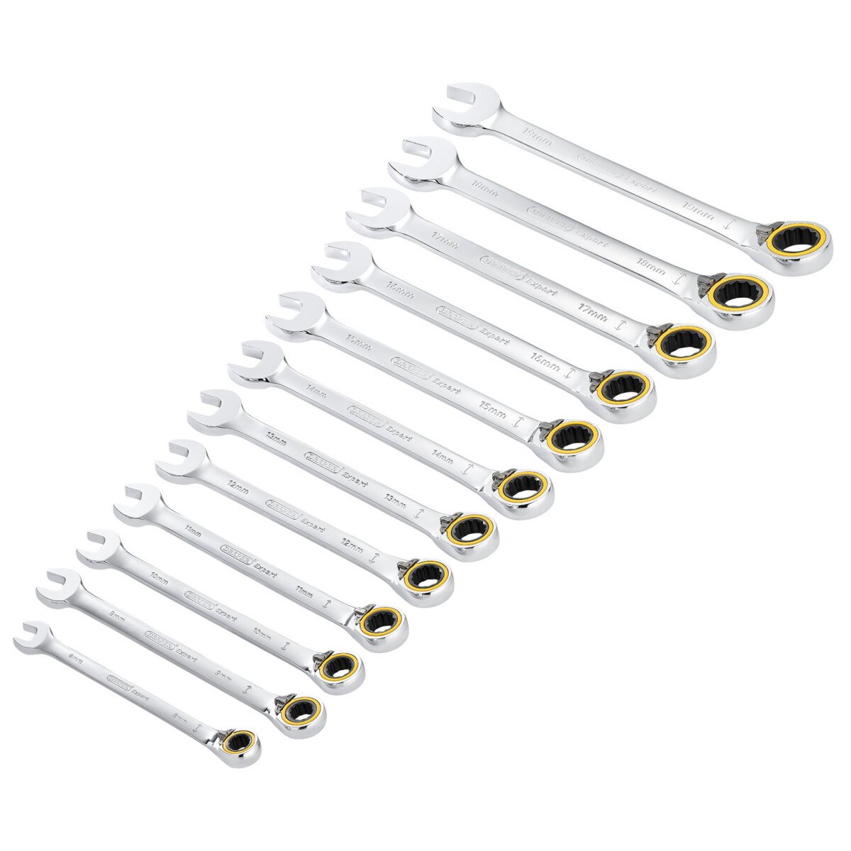 Draper 03913 8241RMM/12 Expert Hi Torq® Metric Reversible Ratchet Combination Spanner Set (12 Piece)