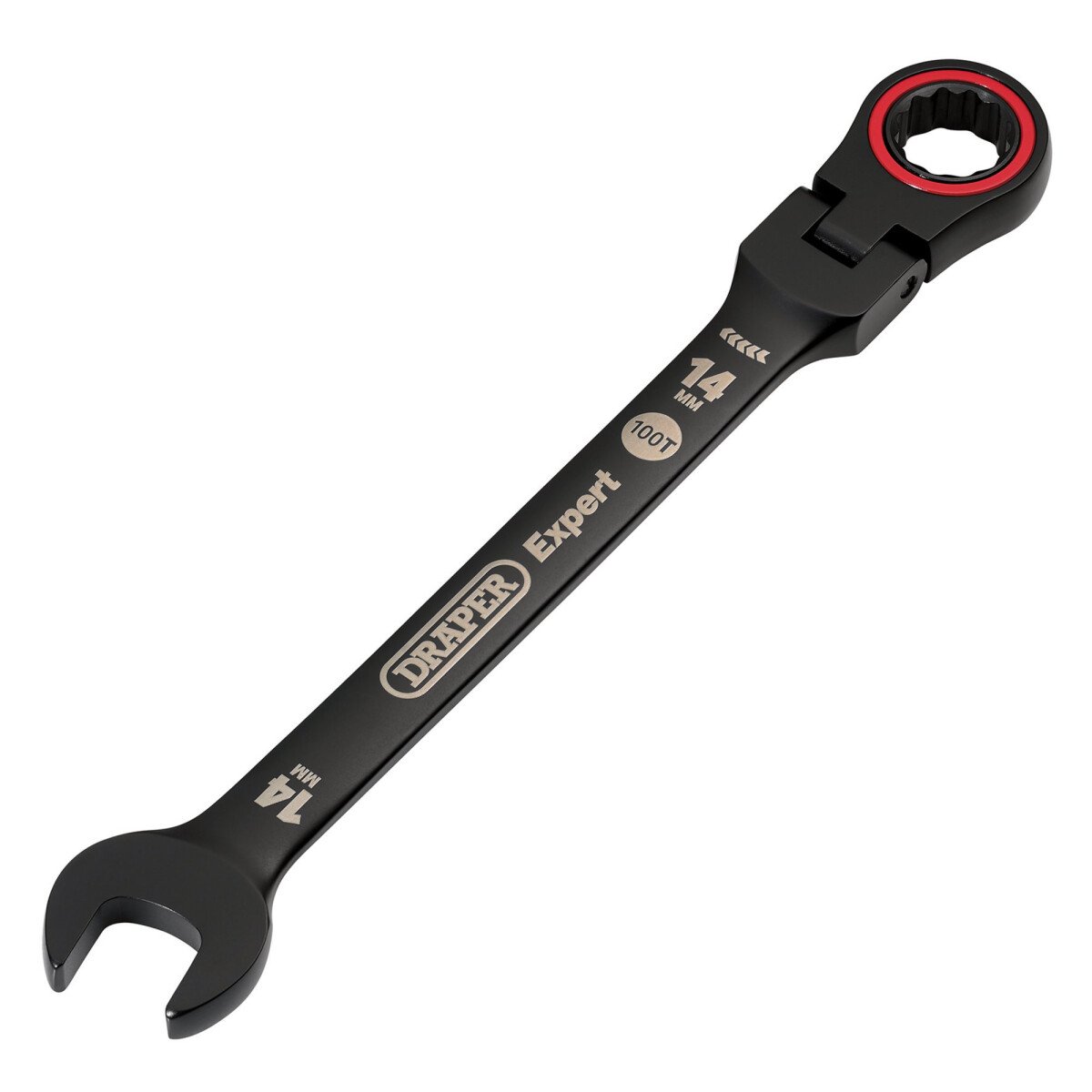 Draper 03920 Expert HI-TORQ® Metric Flexible Head Ratchet Combination Spanner, 14mm, Black