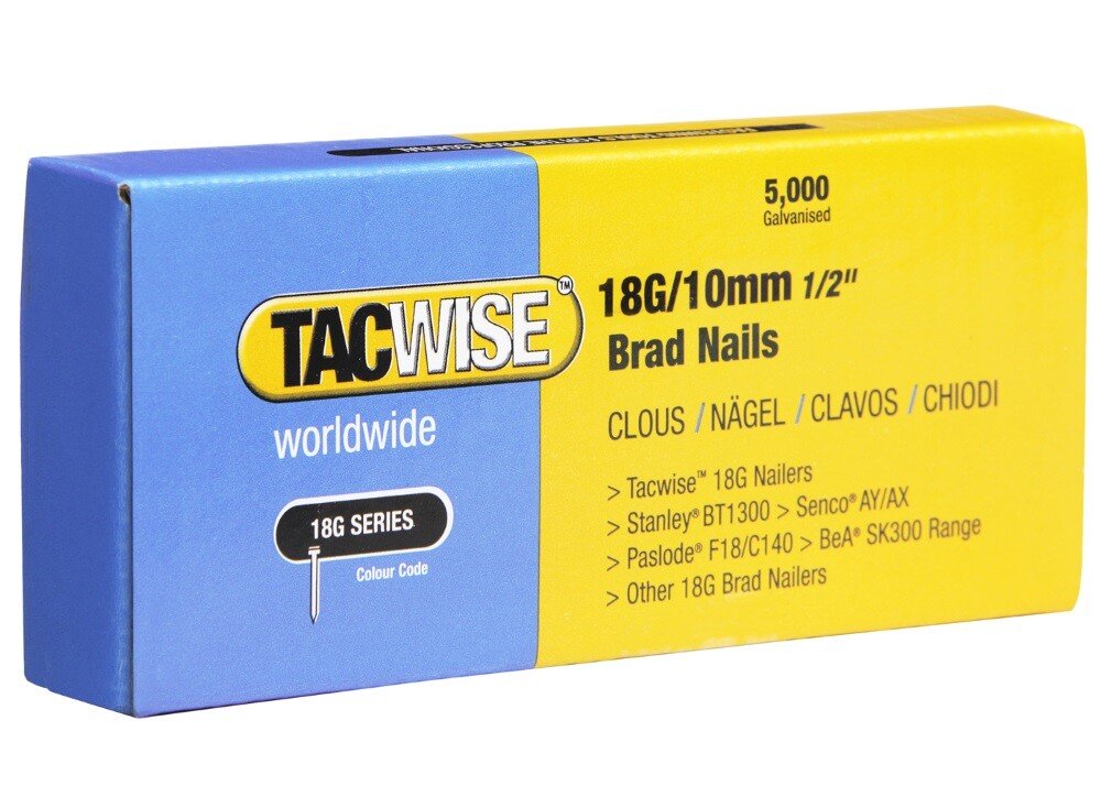 Tacwise 0392 18G/10mm Brad Nails Galvanised (Box of 5000)