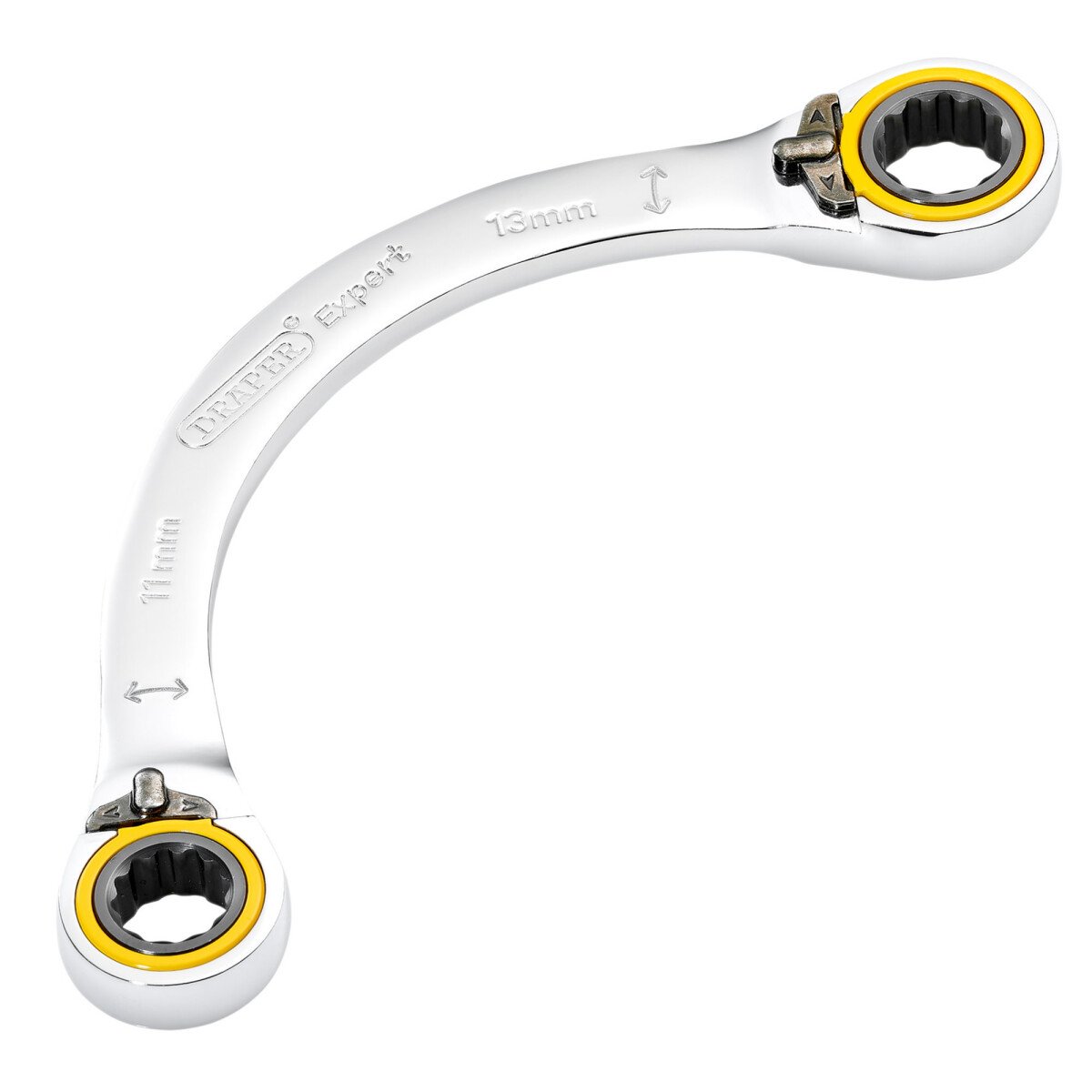 Draper 03934 8242RMM Expert Hi Torq® Double Ring Ratchet Half Moon Spanner, 11 X 13mm