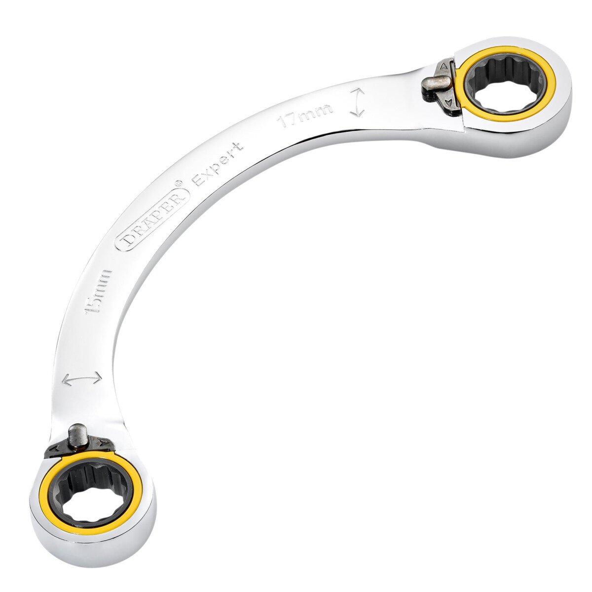 Draper 03936 8242RMM Expert Hi Torq® Double Ring Ratchet Half Moon Spanner, 15 X 17mm