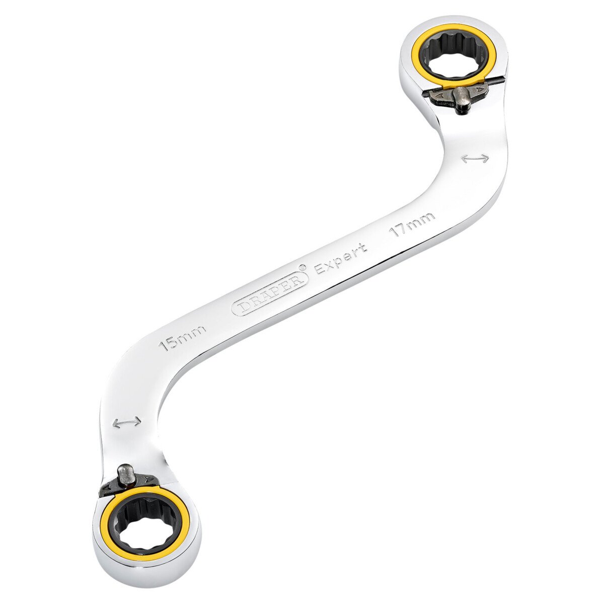 Draper 03945 8243RMM Expert Hi Torq® Double Ring Ratchet S Shape Spanner, 15 X 17mm