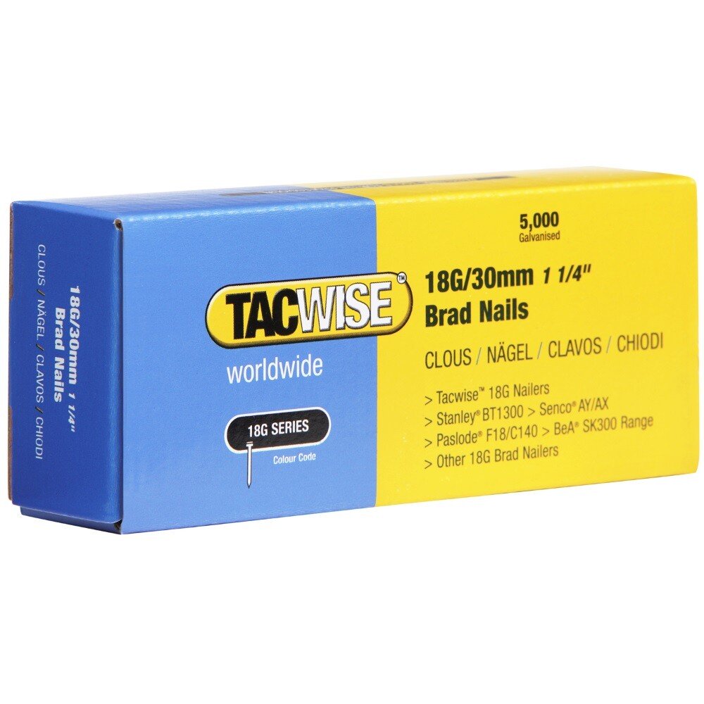 Tacwise 0397 18G/30mm Brad Nails Galvanised (Box of 5000)