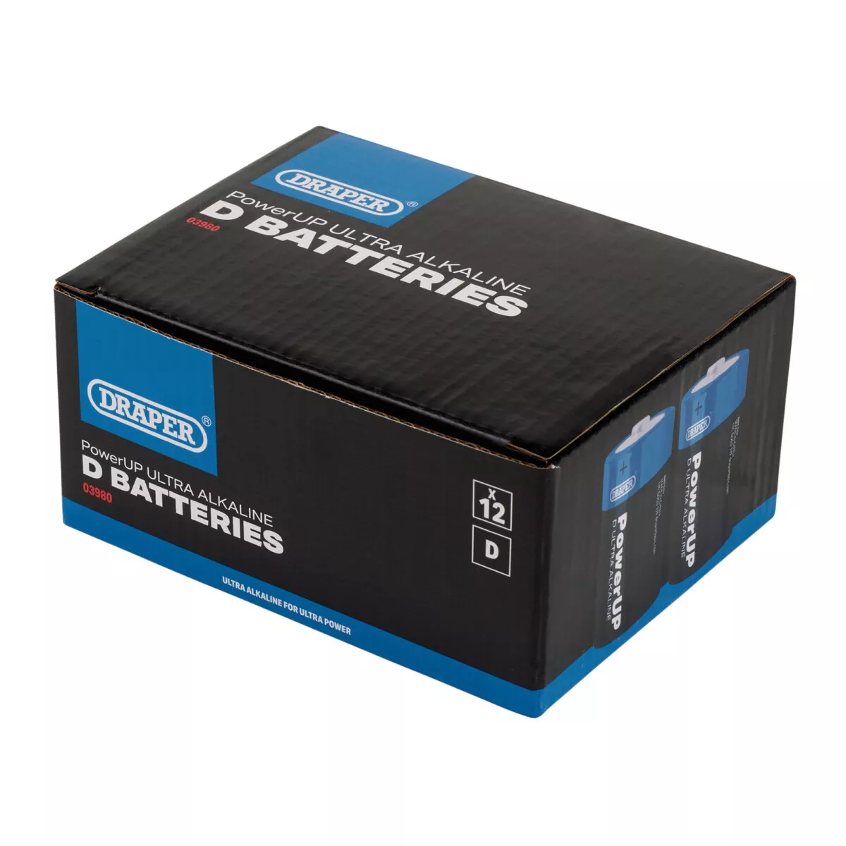 Draper 03980 BATT/D/12 Power Up Ultra Alkaline D Batteries (Pack Of 12)