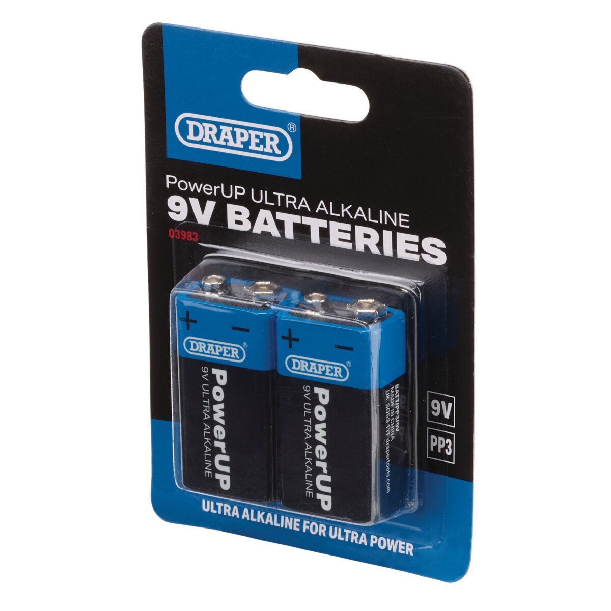 Draper 03983 BATT/PP3/9V/2 Power Up Ultra Alkaline 9 V Batteries (Pack Of 2)
