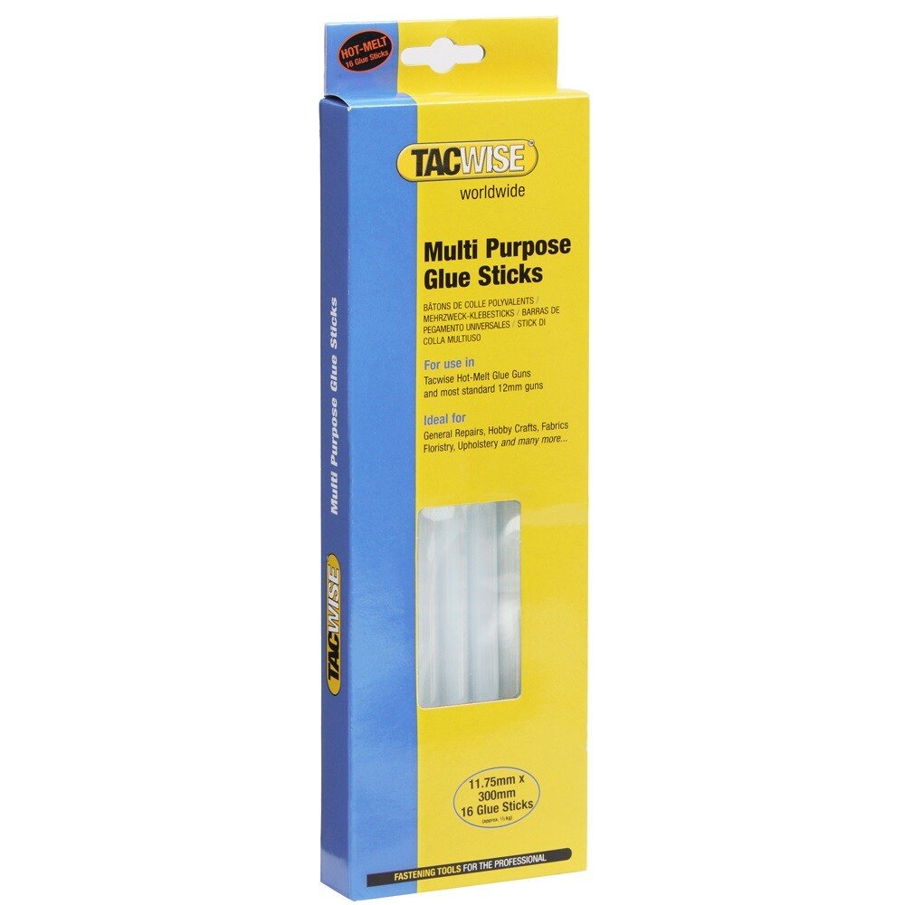Tacwise 0470 Clear Hot Melt Glue Sticks 11.75mm x 300mm 16 Glue Sticks Multi Purpose (Box of 16) 
