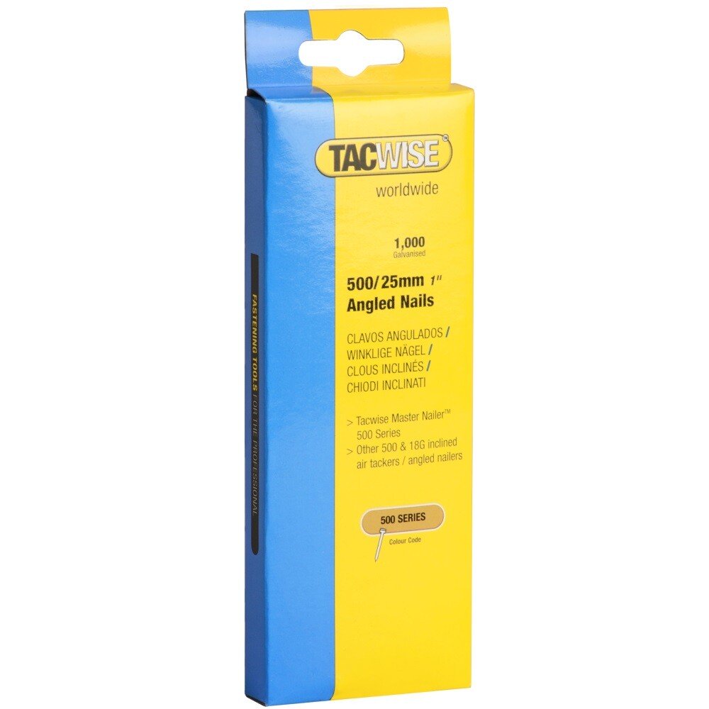 Tacwise 0480 500/25mm 18G Angled Nails Galvanised (Box of 1000)
