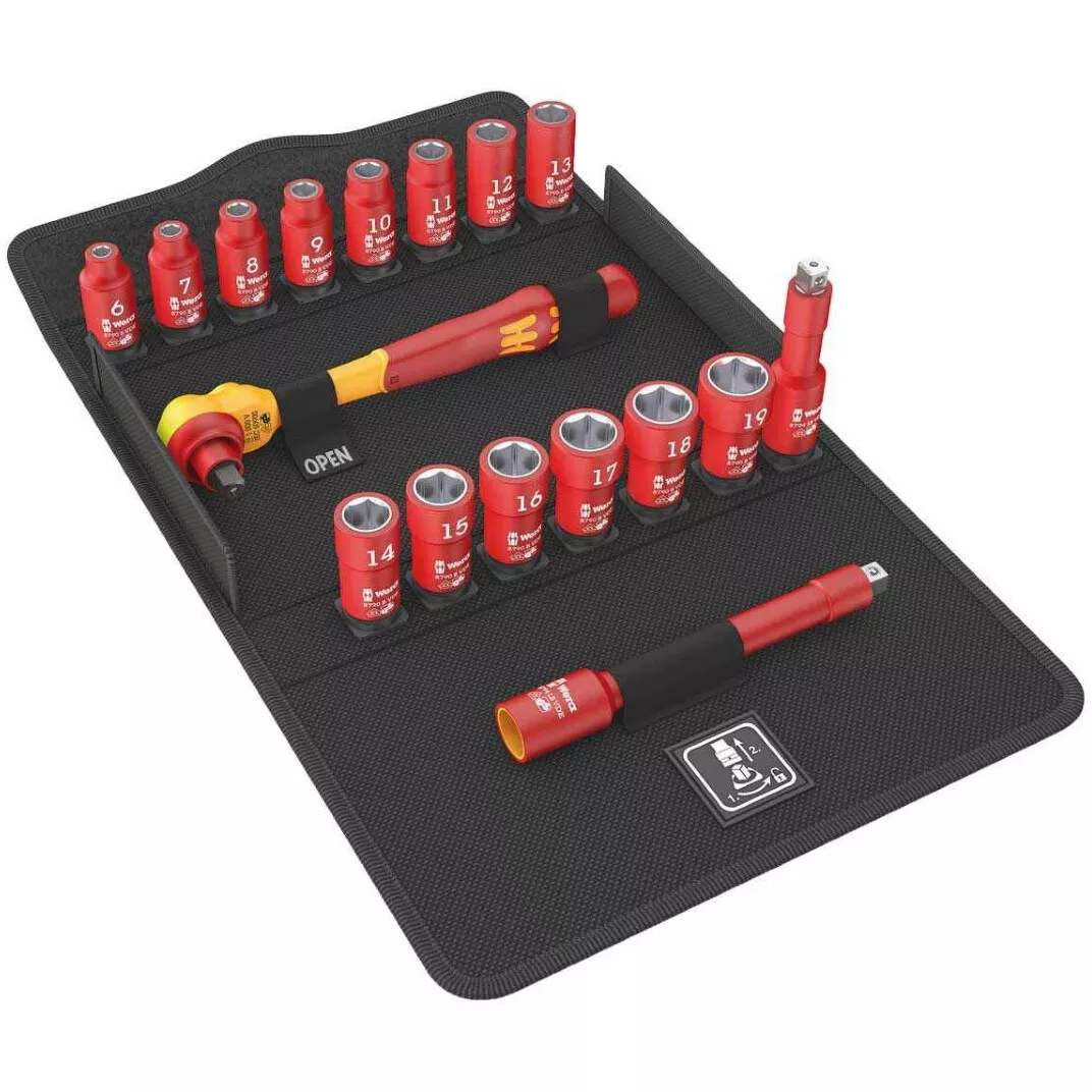 Wera  8100 VDE 1 Zyklop Socket Set 3/8 Drive Metric 17 Piece 05004970001