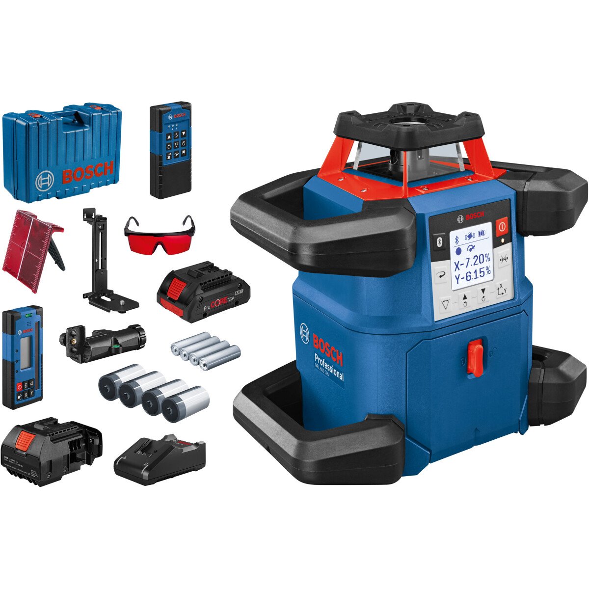 Bosch GRL 600 CHV + LR60,  RB60, RC6, WM6 18V Rotary Level 1x4.0ProCORE in Carry Case