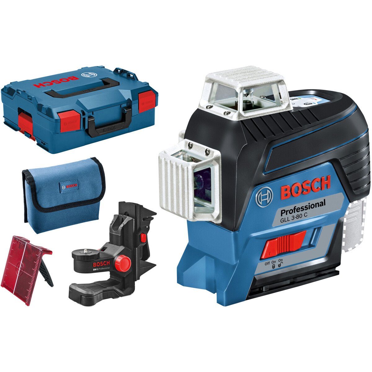 Bosch GLL 3-80 C + BM1 12V Body Only Professional 3 Plane Connected Line Laser in L-Boxx