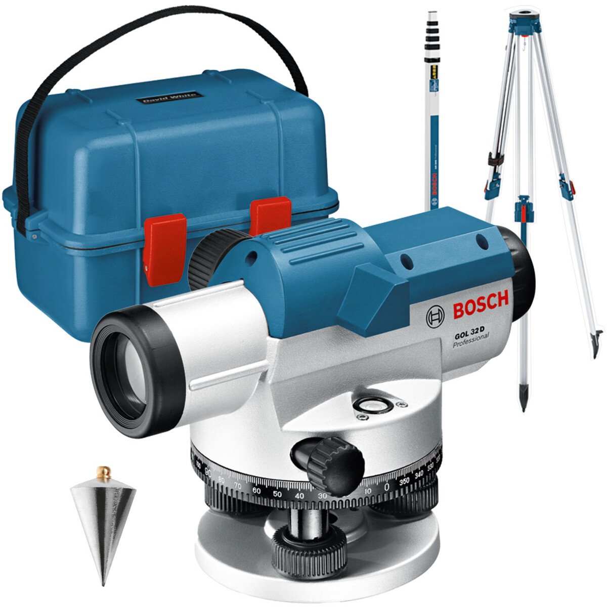 Bosch GOL32D SET Professional Optical Level 32x Magnification with Tripod and Measuring Rod