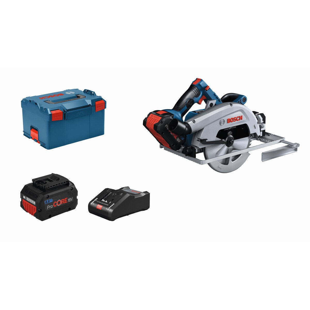 Bosch GKS 18V-68 GC 18V BITURBO BRUSHLESS Guide Rail Compatible Circular Saw 190mm Connection Ready (2x5.5Ah ProCORE18V Batteries) in L-Boxx