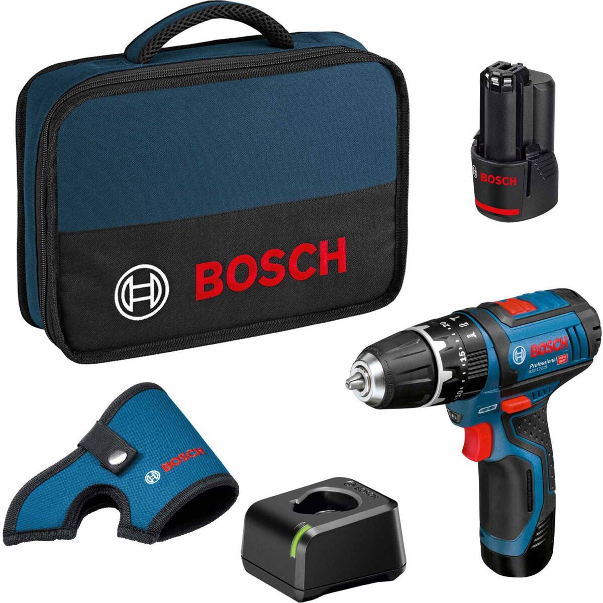 Bosch GSB12V 15 12V 2 Speed Combi Drill with 2x 2.0Ah Batteries in Tool Bag