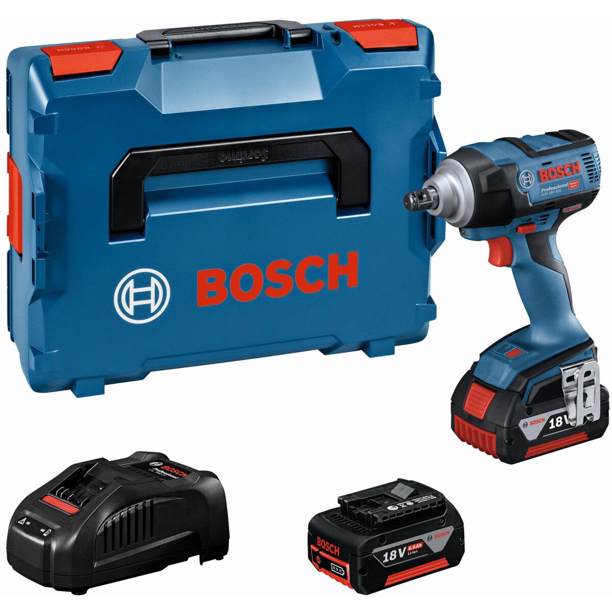 Bosch GDS 18V 300 18V Brushless Impact Wrench with 2x 4.0Ah PROCore Batteries in L Boxx
