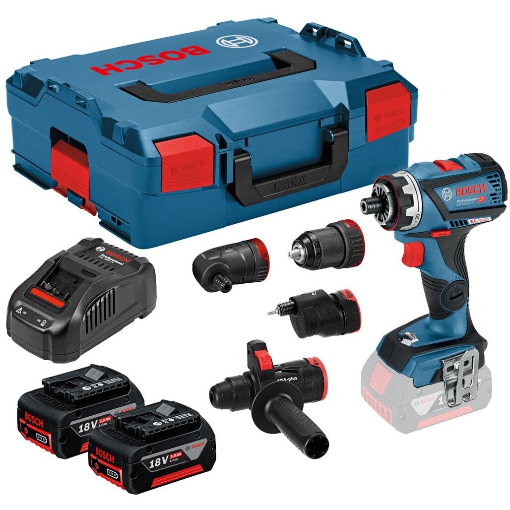 Bosch GSR 18V 60 FC GFA E M W H Brushless Flexiclick Drill Driver with Accessory Set and 2x 5.0Ah Batteries in L Boxx from Lawson HIS