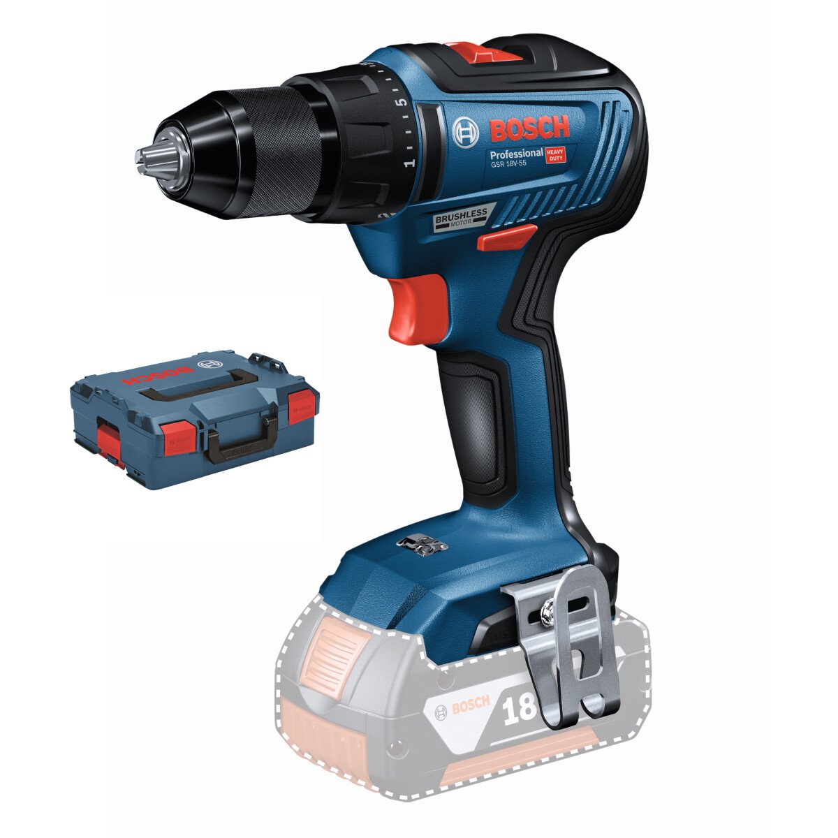 Bosch GSR 18V 55 NCG Body Only 18V Brushless Drill Driver In L-Boxx