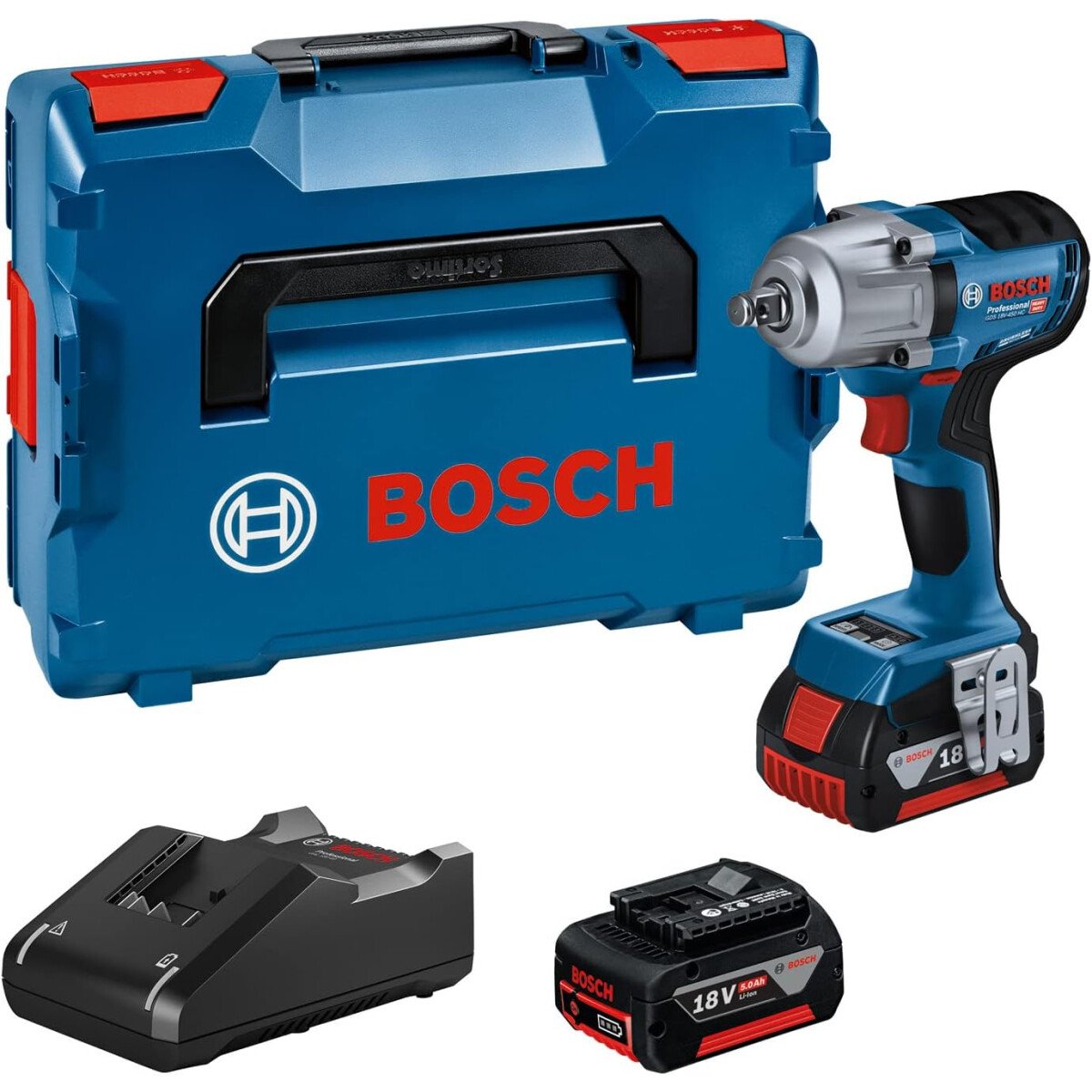 Bosch GDS 18V-450 PC 18v BRUSHLESS Mid-Torque Impact Wrench 1/2" Connected (2x 4.0Ah ProCORE18V) in L-Boxx