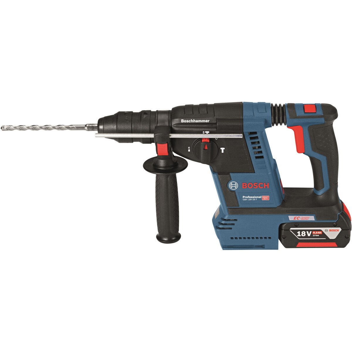 Bosch GBH18V-26F 18V Brushless SDS+ Hammer with Quick Change Chuck and 1x 8.0Ah, 1x 6.0Ah Batteries in L-BOXX