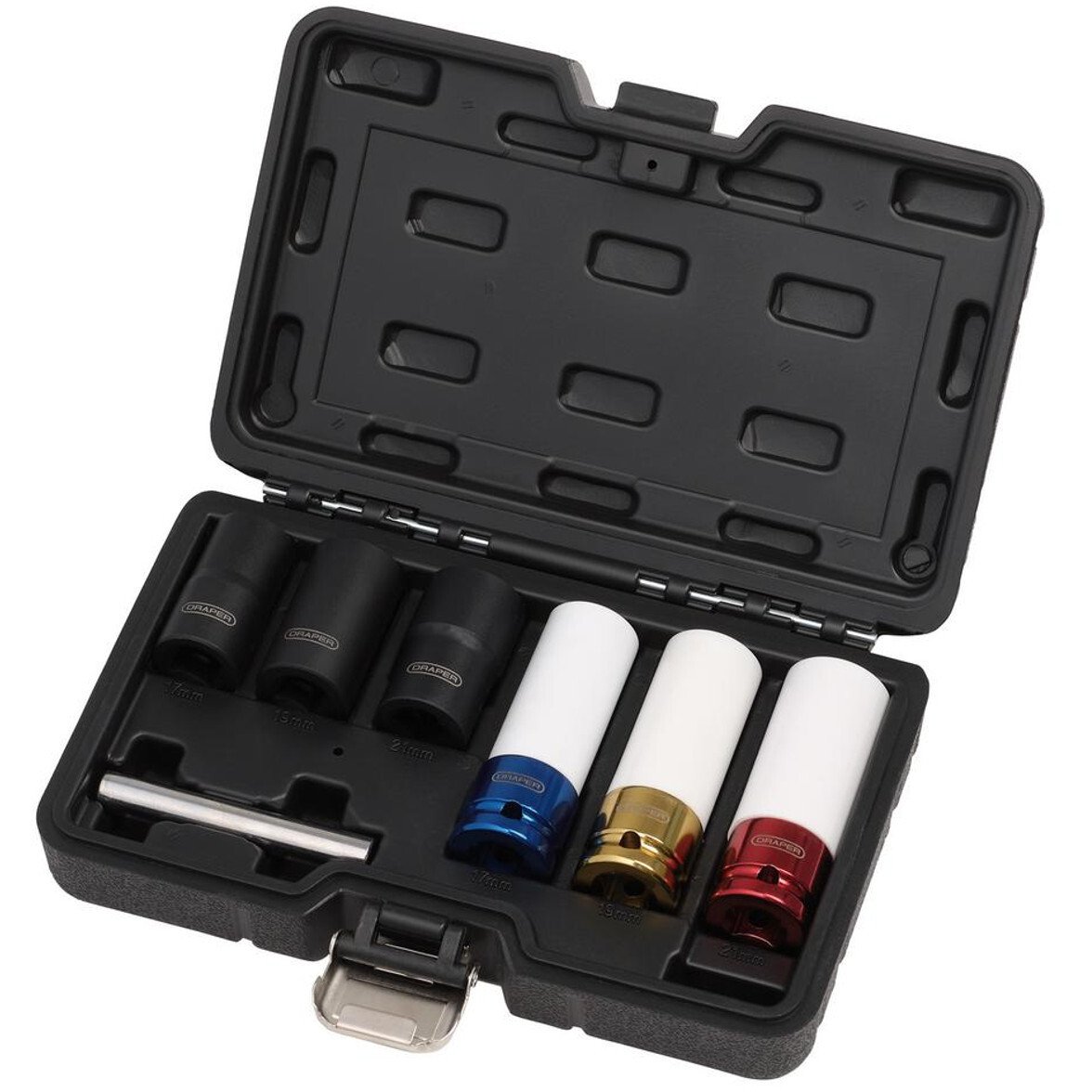 Draper 07115 Wheel Nut and Bolt Extractor Socket Set, 1/2" Sq. Dr. (7 Piece)
