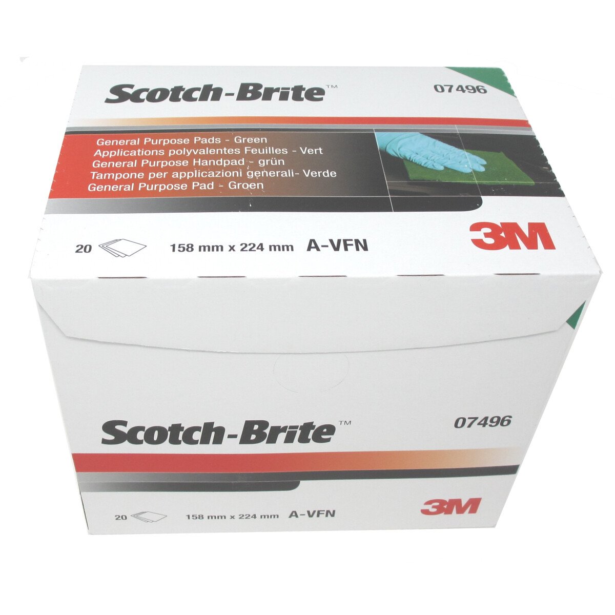 3M 7496 Scotchbrite Pad Green (Pack of 20) 158x224mm