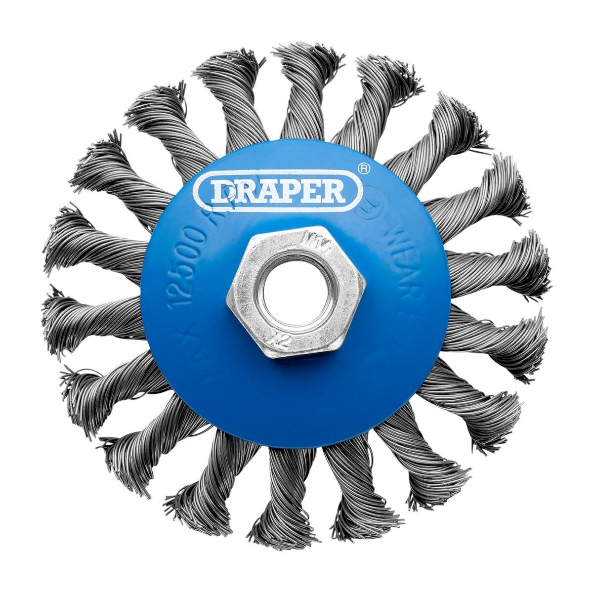 Draper 08062 WBW6 Steel Bevelled Twist Knot Wire Wheel Brush, 100mm, M14