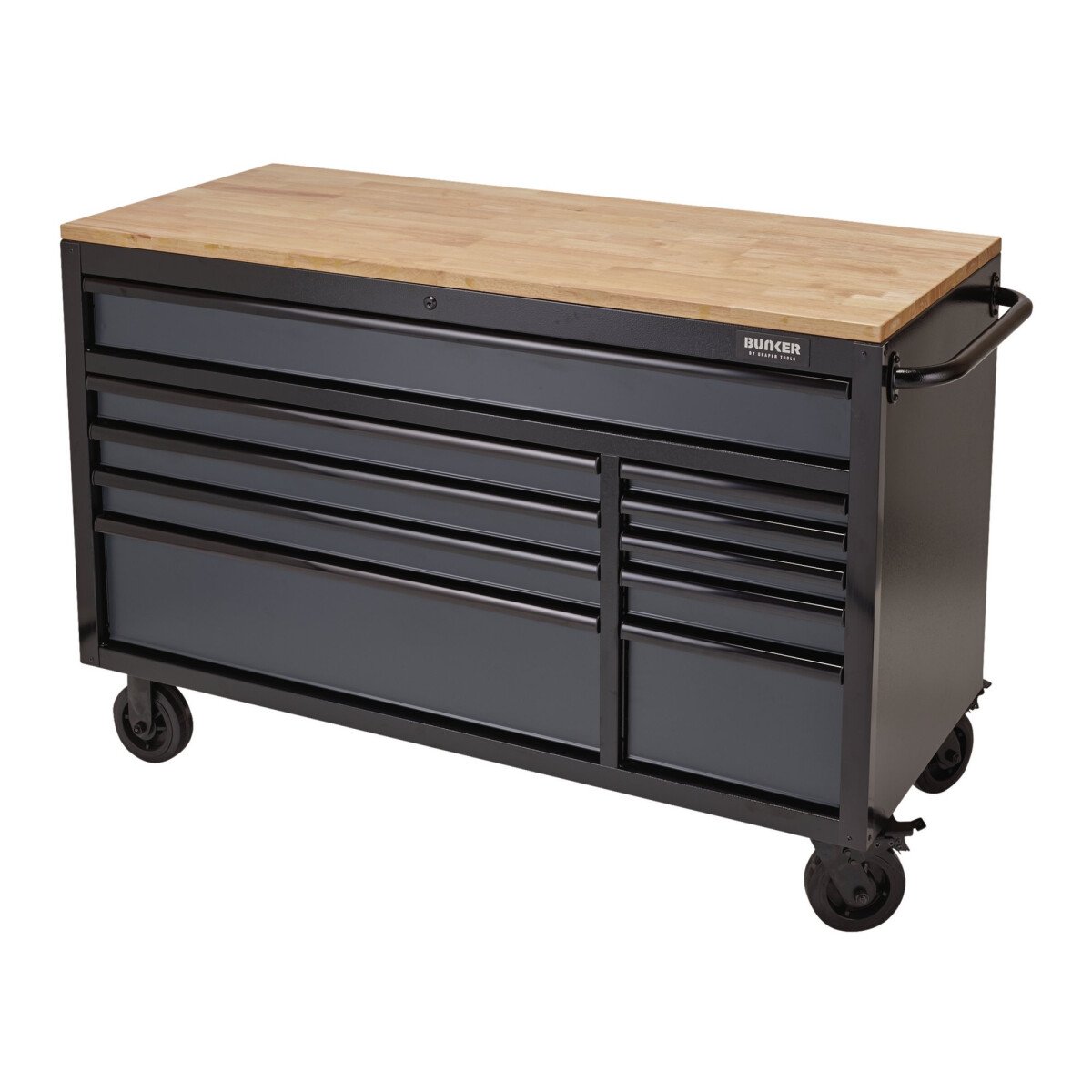Draper 08227 B100-56G Bunker® Workbench Roller Tool Cabinet, 10 Drawer, 56", Grey