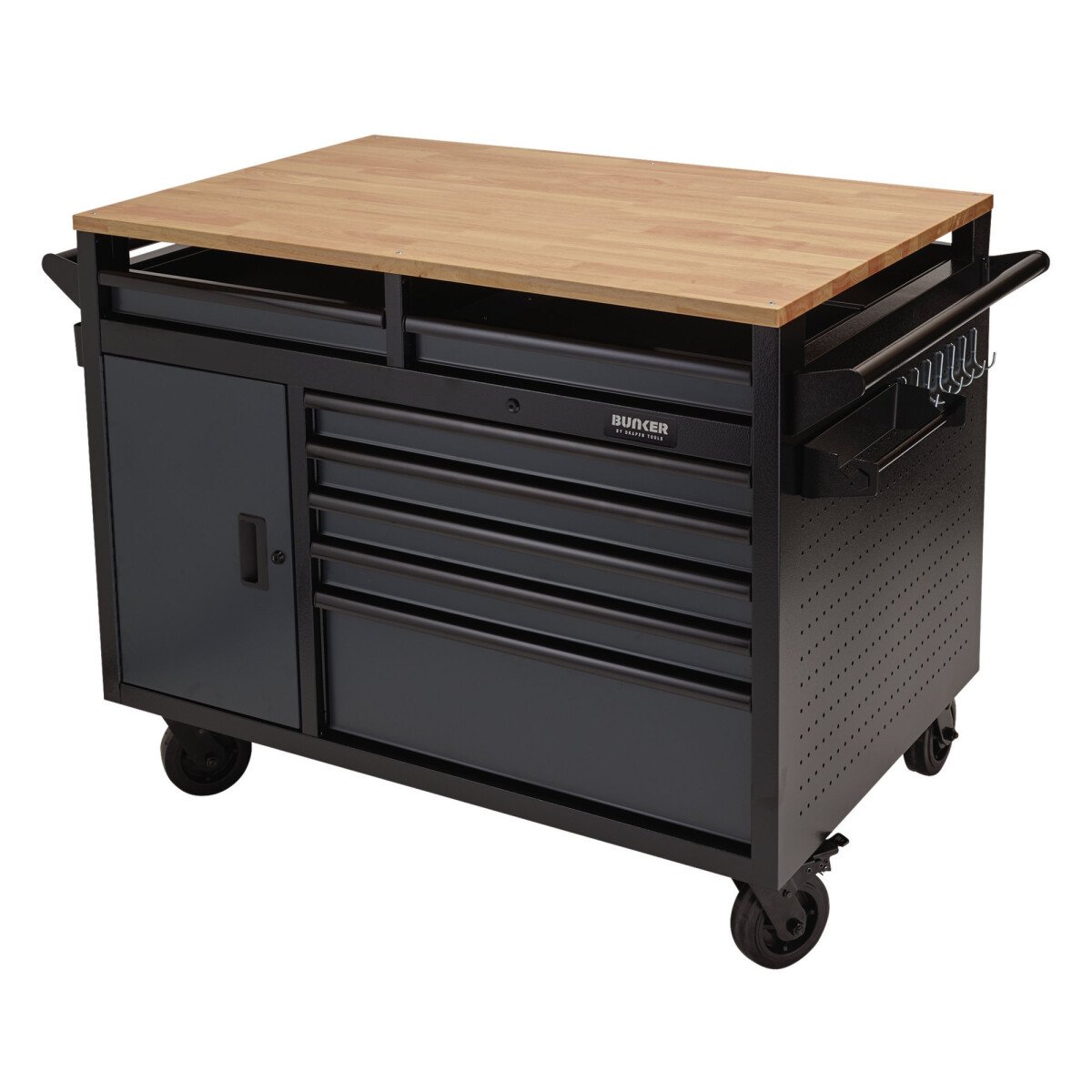 Draper 08251 B100-48MTG Bunker® Multi Functional Workbench Roller Tool Cabinet, 14 Drawer, 48", Grey