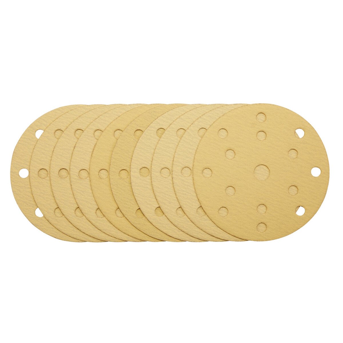 Draper 08473 Gold Sanding Discs with Hook & Loop, 150mm, 120 Grit, 15 Dust Extraction Holes Pack of 10