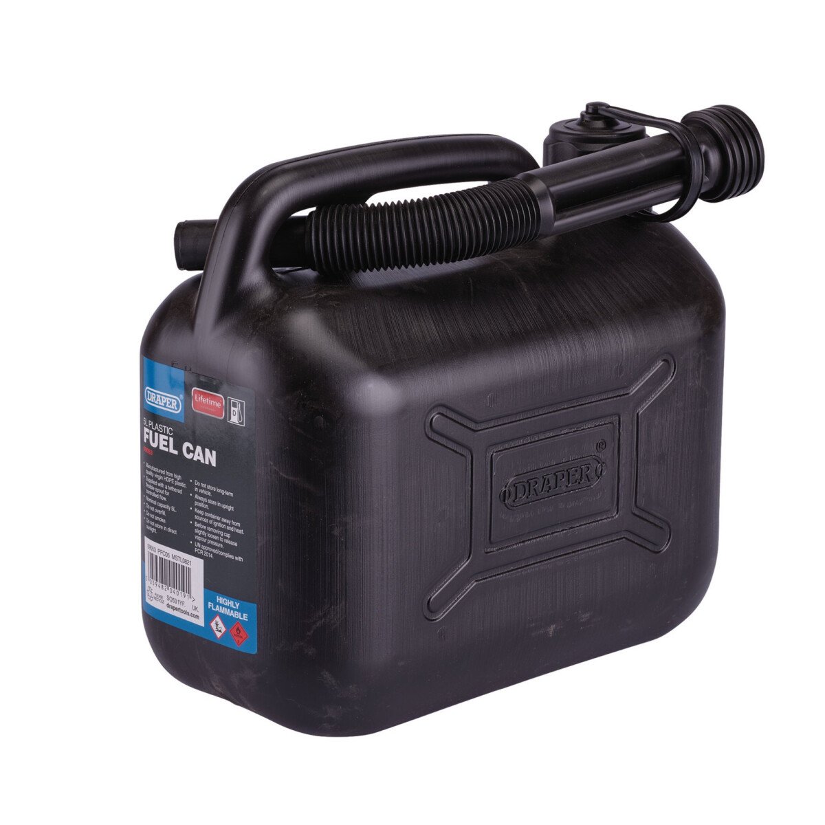 Draper 09053 PFC05 Plastic Fuel Can, 5 L, Black