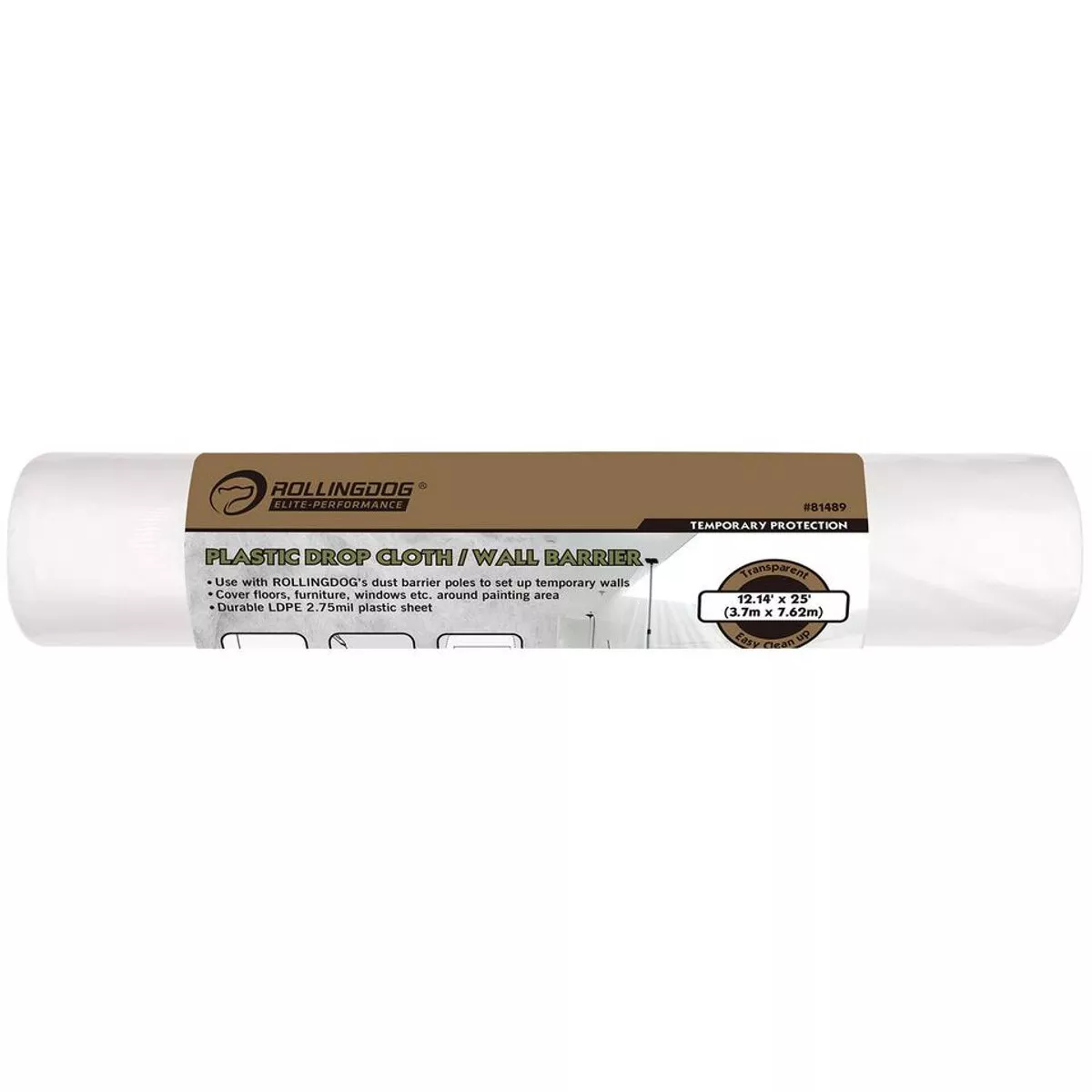 Draper 09667 Rollingdog Plastic Drop Cloth/Wall Barrier, 3.7 x 7.6m