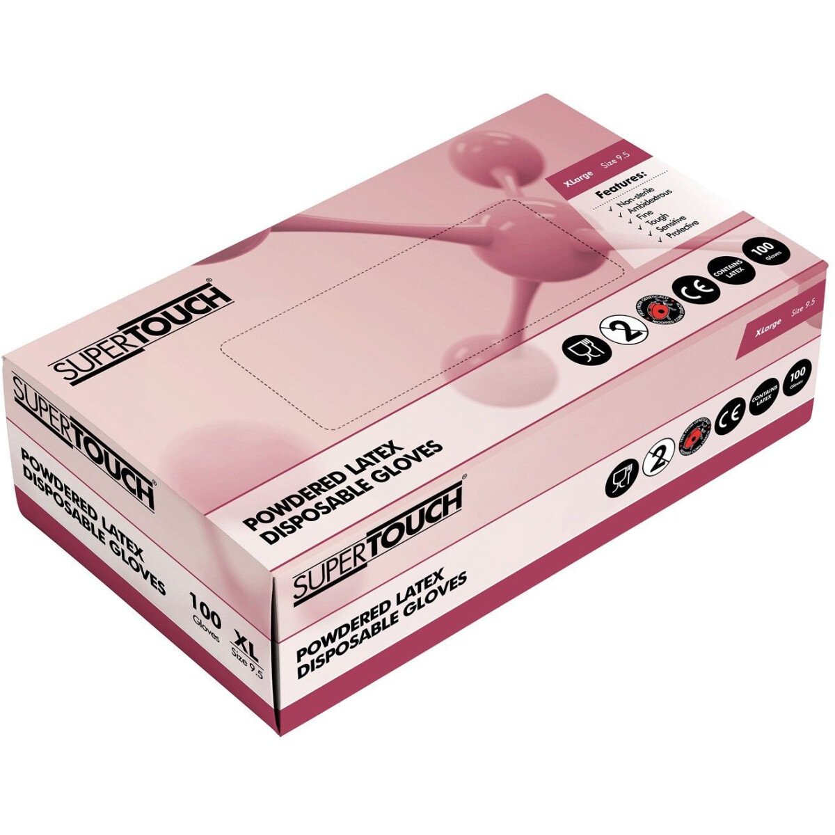 Supertouch 1050 Natural Clear Latex Powdered Disposable Gloves Industrial Grade