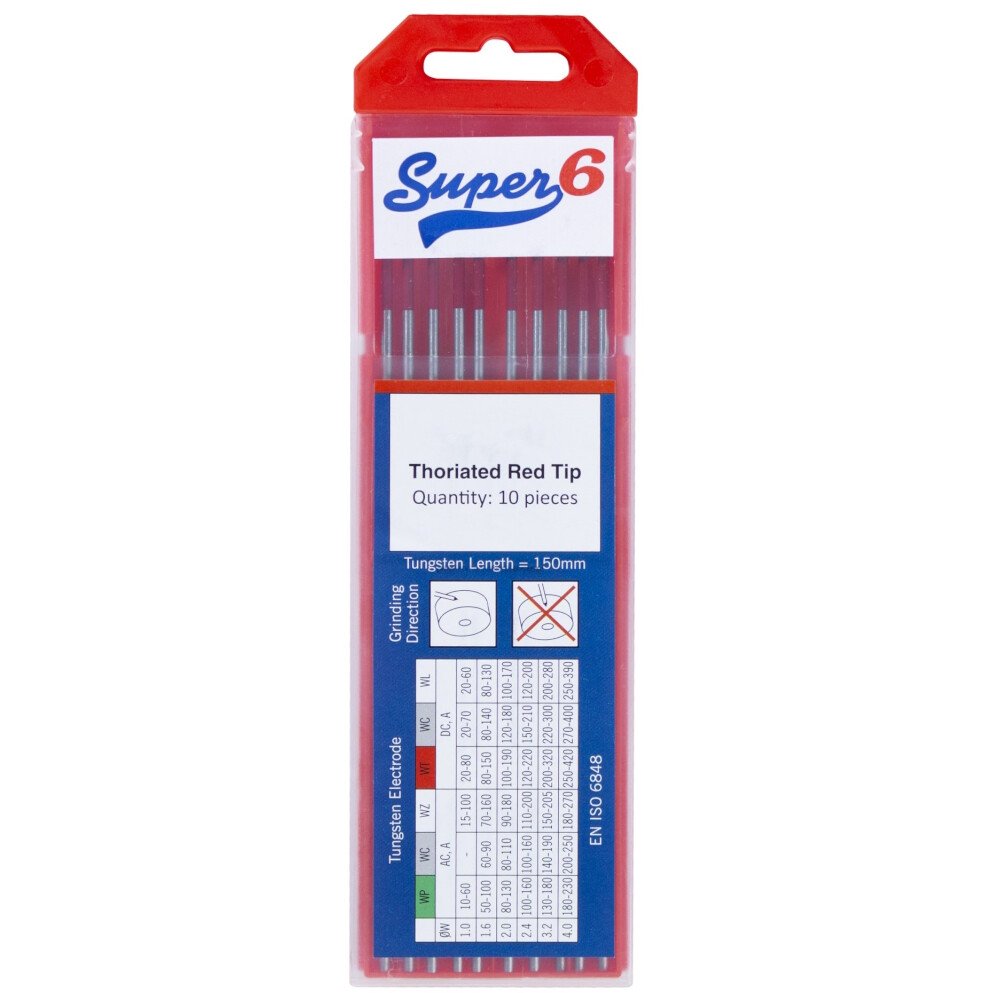 Lawson-HIS SPE1106 Red Tip 2% Thoriated Tungsten Electrode 1.6mm (Pack 10)