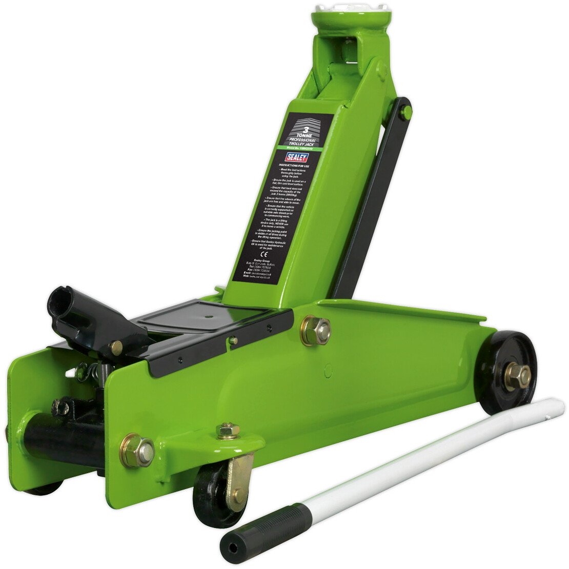 Sealey 1153CXHV Trolley Jack 3tonne Long Chassis Heavy-Duty Hi-Vis