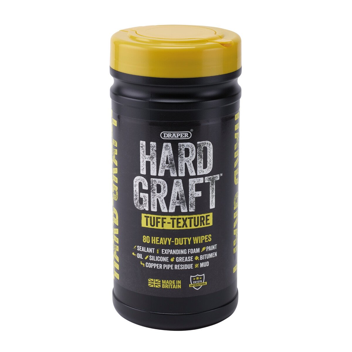 Draper 12436 Hard Graft Multipurpose Tuff-Texture Wipes Tub of 80