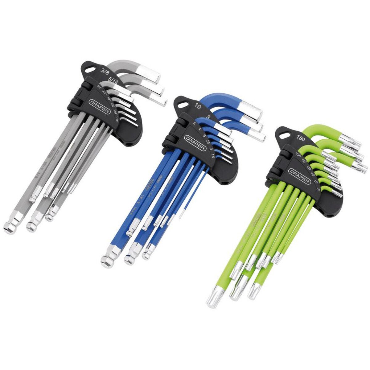 Draper TX-STAR®, Imperial & Metric Ball End Hex Key Sets in EVA Storage Tray (27 Piece)