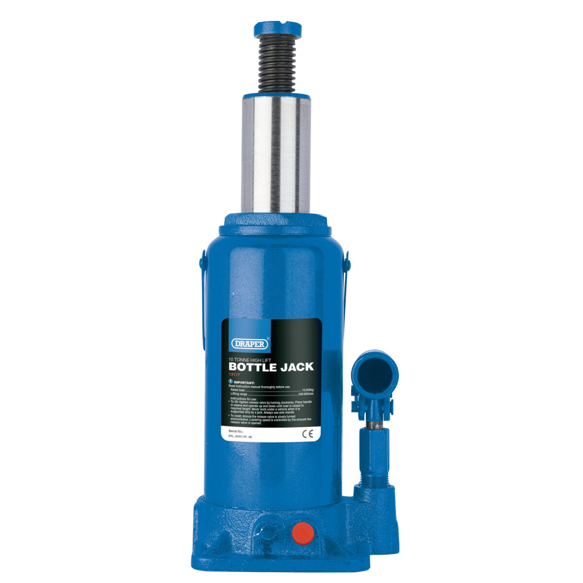 Draper 13117 BJ10HL-B High Lift Hydraulic Bottle Jack (10 Tonne)