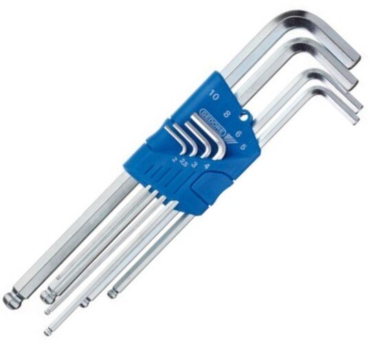 Gedore 1523988 Hexagon Allen Key Extra Long with Ball End 8 Piece Set H 42 KEL-88