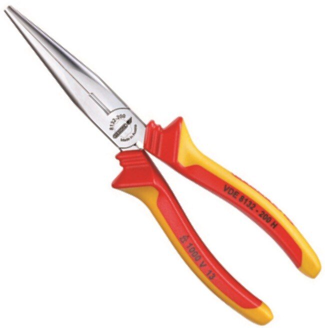 Gedore 1552147 200mm VDE Angled Needle Nose Pliers with Insulated Sleeves VDE 8132 AB-200 H 