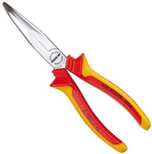 Gedore 1552139 160mm VDE Angled Needle Nose Pliers with Insulated Sleeves VDE 8132 AB-160 H