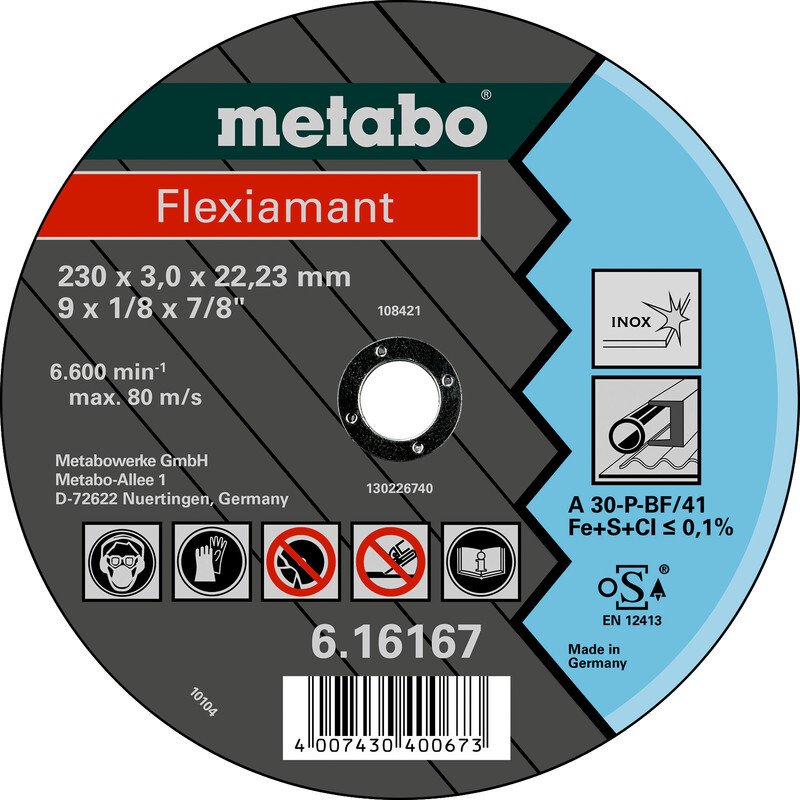 Metabo 616738000 Flexiamant 125x2.5x22.2 Stainless Steel Cutting Disc PK25