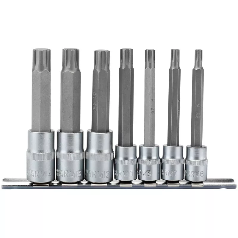 Draper 16346 RIBE/7/SET/B 3/8", 1/2" Sq. Dr. Ribe®. Socket Bit Set (7 Piece)
