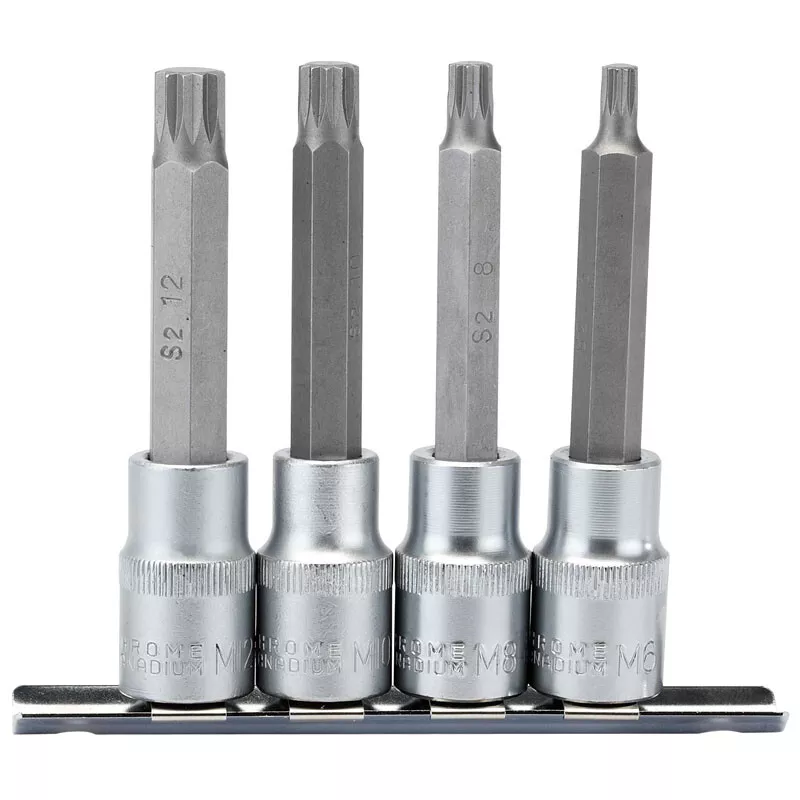 Draper 16350 H-SPLINE/4/100 1/2" Sq. Dr. Spline Socket Bit Set (4 Piece)