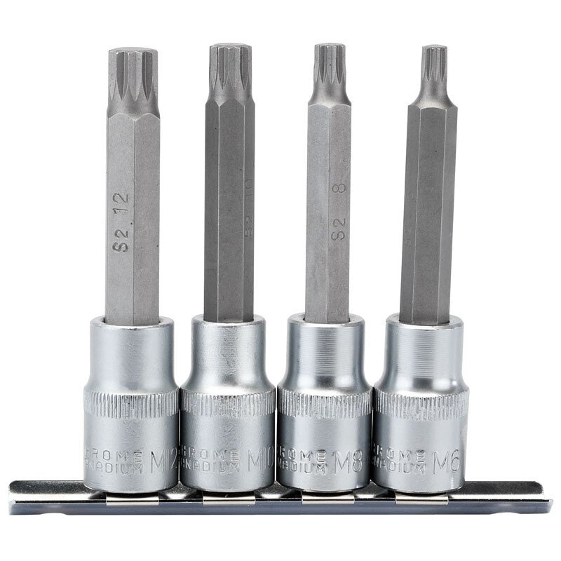 Draper 16350 H-SPLINE/4/100 1/2" Sq. Dr. Spline Socket Bit Set (4 Piece)